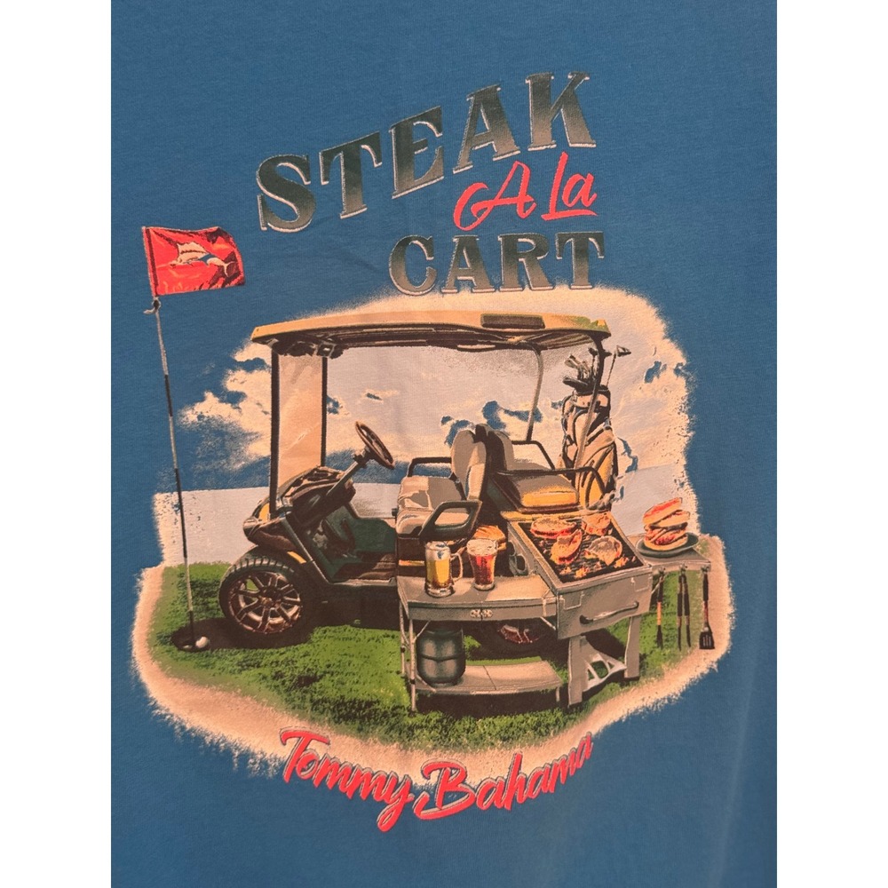 Tommy Bahama Men's Medium Steak A La Cart Graphic T-Shirt Blue Golf BBQ Marlin - Picture 3 of 8